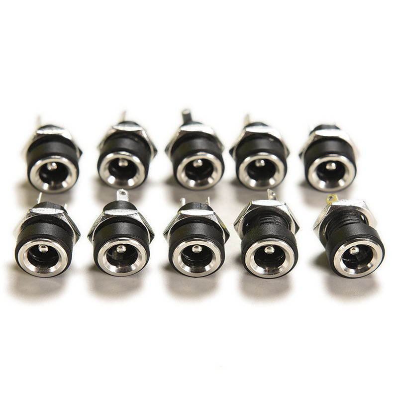 Panel Mount Socket Jack DC Connector 10x 2.5mm x 5.5mm Right Angle Male Plug 