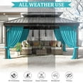 thumbnail image 6 of Pakunoda 10' X 6.5' Gazebo Universal Replacement Privacy 4-Panel Curtains, Waterproof Outdoor Curtains Lake Blue Sidewall with Zipper for Patio Garden Backyard 10' X 10' Gazebo, Curtain Only, 6 of 8