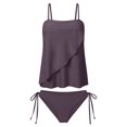 thumbnail image 6 of VNKIDY Women Adjustable Spaghetti Strap Square Neck Layered Tankini Top High Cut Brief Bottom Stretch Loose Fit Two Piece Tankini Swimwear Soft Swimwear XL, 6 of 6