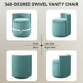 thumbnail image 4 of Velvet Swivel Vanity Chair with Storage, Swivel Makeup Chair with Wave Back, No Assembly Small Accent Stool for Bedroom, Dressing, Living Room,White, 4 of 8