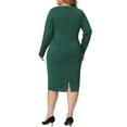 thumbnail image 3 of Agnes Orinda Women's Plus Size Sheath Dress Office Work Short Sleeves Dress 4X Dark Green, 3 of 6