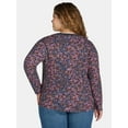 thumbnail image 3 of Terra & Sky Women's Plus Waffle Henley Tee, Sizes 0X-4X, 3 of 5
