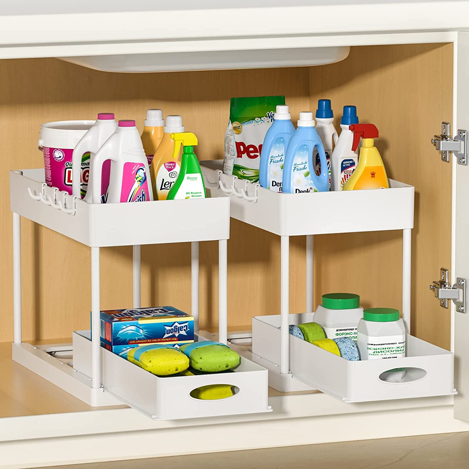 2pc Sliding Organizer Drawer, Sink Organizer And Storage 2