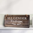 thumbnail image 4 of All Gender Restroom 5x10 Hanging Wall or Door Sign (Dark Wood) | Rustic Wood Restroom & Hygiene, 4 of 8