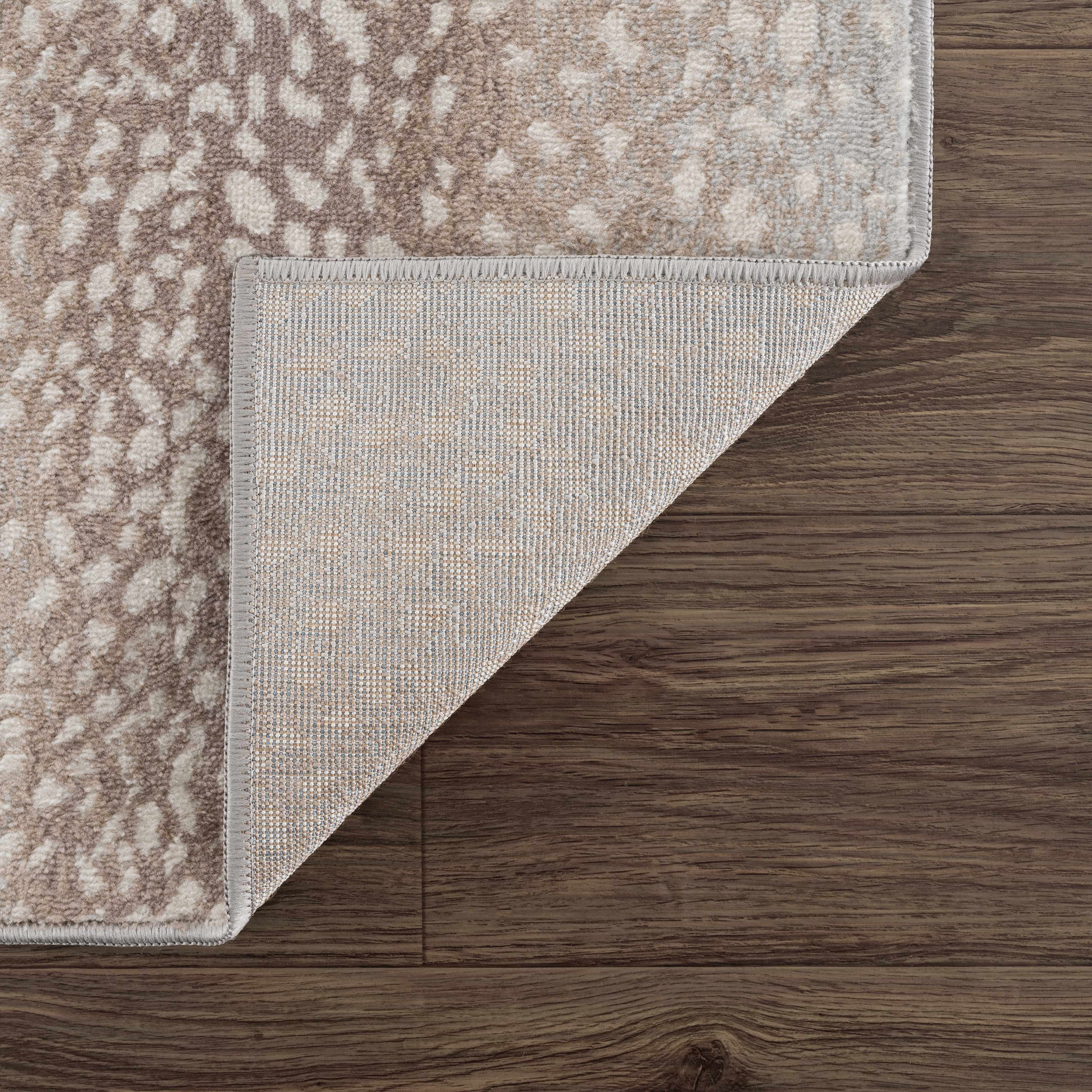 Hauteloom Pointblank Modern Animal Print Area Rug for Living Room, Bedroom - Bohemain Leopard Print Carpet - Contemporary Antelope Print Rug - Gray, Brown, Beige - 7'10" Round Rug