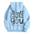 thumbnail image 5 of SIYUDAN Womens Sweatshirt Hoodies Jesus Loves You Print Hooded Sweatshirts Letter Print Hoodies Oversized Pullover Hoodie Fall Fashion Young Women, 5 of 5