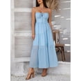 thumbnail image 3 of Women's Smocked Tiered Maxi Cami Dress with Sheer Overlay 70% Lyocell 30% Polyamide for Elegant Summer Events Today, 3 of 20