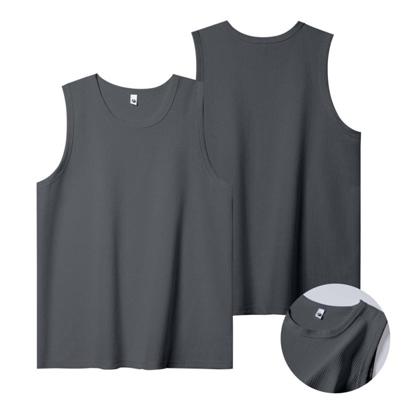 Maean 2 Pack Mens Ribbed Tanks Sleeveless Basic Solid Color Tee Knit Casual Workout Muscle T Shirt Gym Undershirts Beach Tank