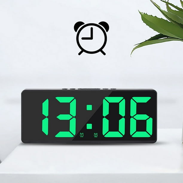 Reloj despertador digital Simples LED con pantalla digital grande, reloj despertador de moda, totalmente funcional, para escritorio, mesita de noche, estudio, cocina, reloj con marco negro.