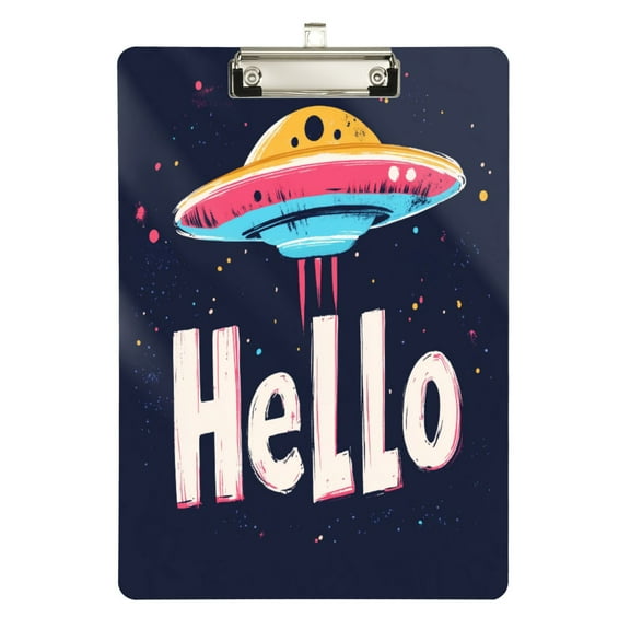 FORMRS Acrylic Clipboard with Low Profile Clip Standard A4 Letter Size, 12.5" x 9", Colorful UFO