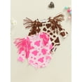 thumbnail image 3 of BemeyourBBs Western Baby Girls Clothes Newborn Baby Girls Cowgirl Outfit Fringe Bubble Rompers Cute Long Sleeve Cow Skin Print Tassel Bodysuit Playsuit, 3 of 9