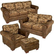Pemberly Row Traditional 4-piece Microfiber Sofa Set in Brown