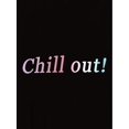 thumbnail image 2 of Casual Polyester Knit T-Shirt with Spandex for Women – Crew Neck Short Sleeve Top with Gradient Alphabet 'Chill out!' Print – Flexible Fit for All Seasons, 2 of 6