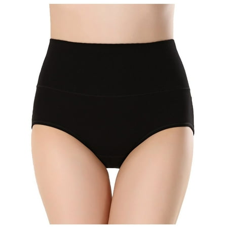 GA WEIHUA Clearance SaleHigh Rise Seamless Panty for Women Stretch Elastic Waist Underpant Trendy No Trace Briefs Classic Solid Underoutfit(Black XL)