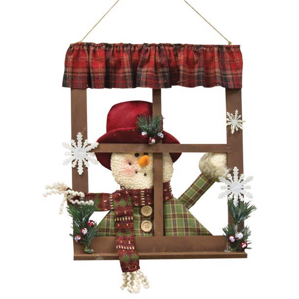 The Hearthside Collection Peeking Snowman Winter Window Decoration