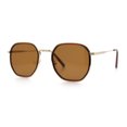 thumbnail image 5 of Double Rim Octagonal Classical Metal Rim Rectangular Hipster Sunglasses Tortoise Brown - Brown, 5 of 7