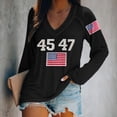thumbnail image 1 of IDALL Chandail en Molleton pour Femmes Manches Longues T-Shirts Graphiques Rétro 45 47 Imprimé Chandail en Molleton 45 47 Col en V 45 47 pour Président Chandail en Molleton T-Shirts Tenues Automne Noir 3TG, 1 of 5