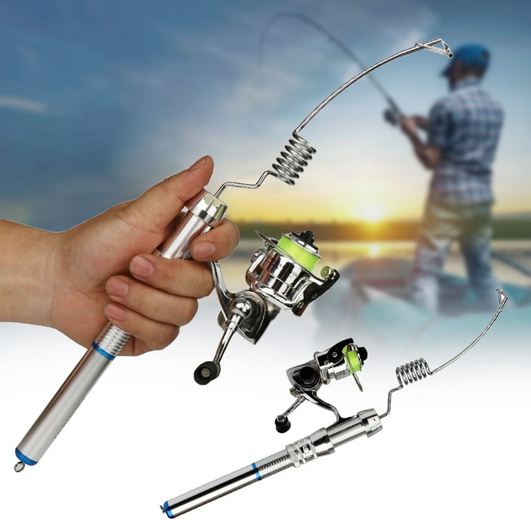 Portable Ultra Mini Stainless Steel Material Elastic Fishing Rod and Reel  Combos, Aluminum Alloy Handle Fishing Rod and Mini 100 Metal Spinning Wheel