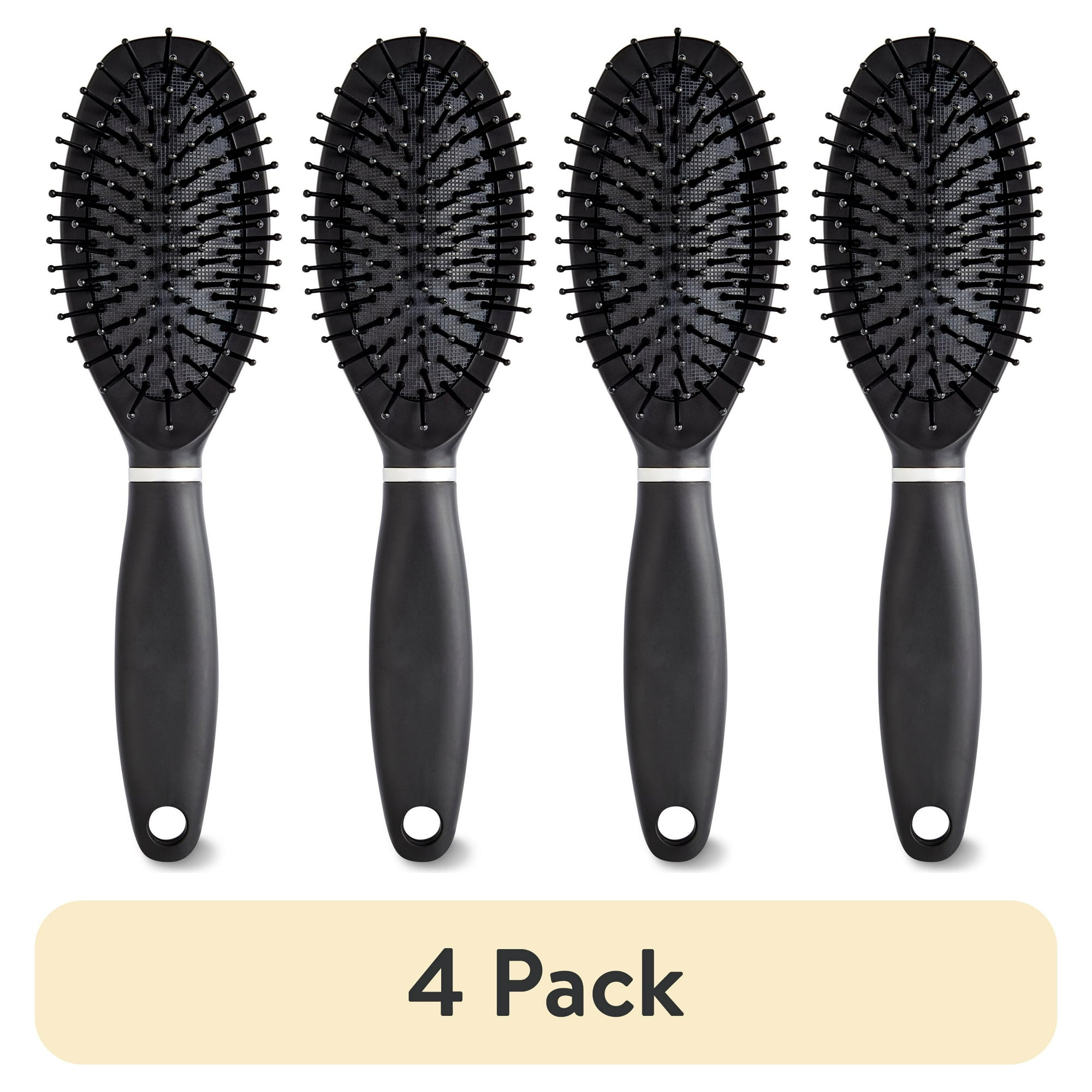 (4 pack) Equate Black Cushion Hair Brush, 1 Count