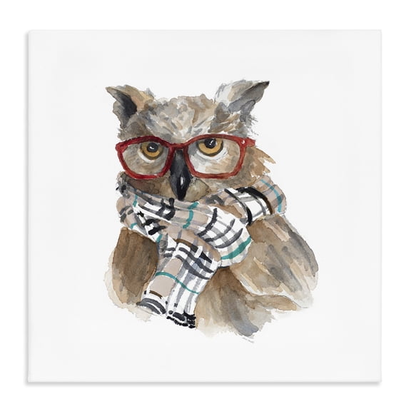 Stupell Industries Eclectic Funny Glasses Fashion Owl Animal Watercolor Canvas Art, 17 x 17, by Lanie Loreth