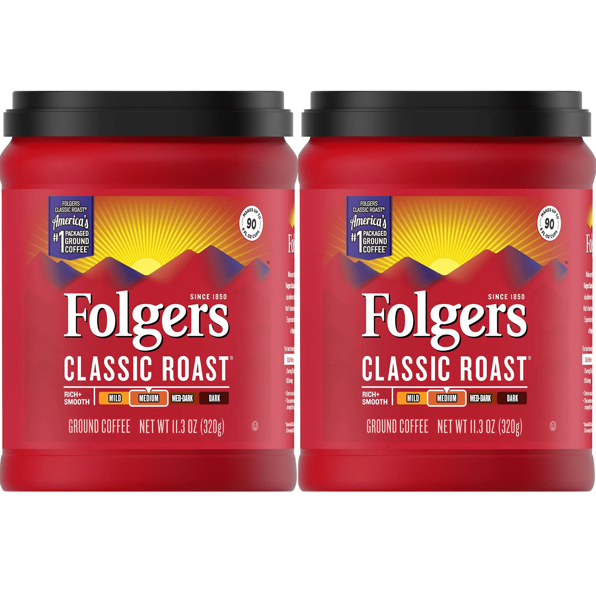 Folgers Classic Medium Roast Ground Coffee Caffeinated, 11.3 Ounces,(2