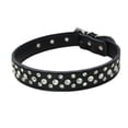 thumbnail image 2 of Flmtop Pet Collar Rhinestone Inlaid Adjustable Cowhide Decorative Puppy Necklace for Daily Life Black, 2 of 9