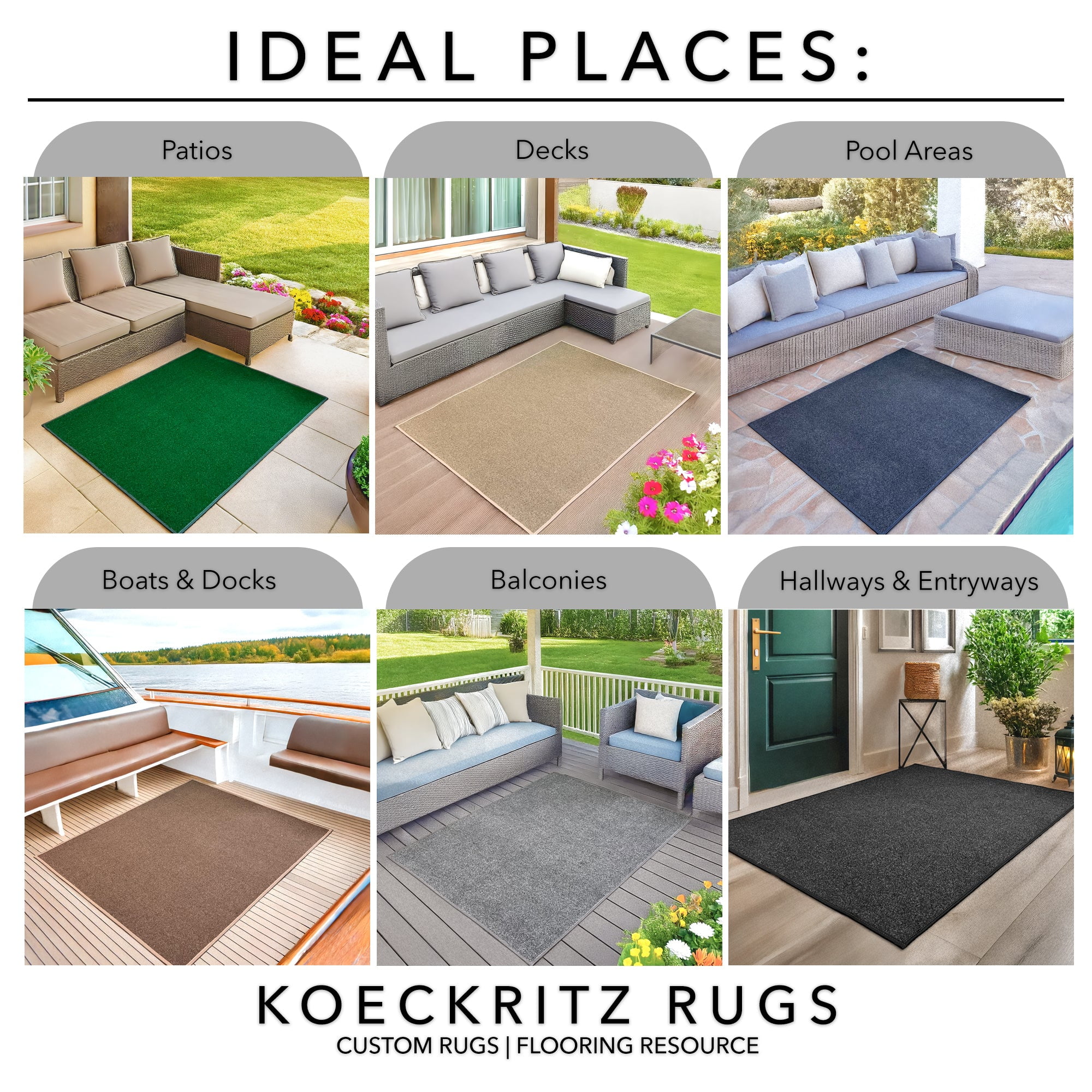 Koeckritz Rugs 10' x 12' Premium Ribbed Indoor/Outdoor Area Rug Quick Dry, Lightweight, Heather Green