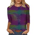 thumbnail image 1 of Penkiiy T-Shirt de la Saint-Valentin pour Femmes Manches 3/4 Col Rond Mignon Cœurs Graphiques T-Shirts Mode Décontractée Blouse S Multicolore, 1 of 5