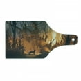 thumbnail image 1 of Occult Cutting Board, Lost Dog in Forest Theme over Trees Adventure Spooky Design Elements, Decorative Tempered Glass Cutting and Serving Board, Wine Bottle Shape, Orange Brown, by Ambesonne, 1 of 1