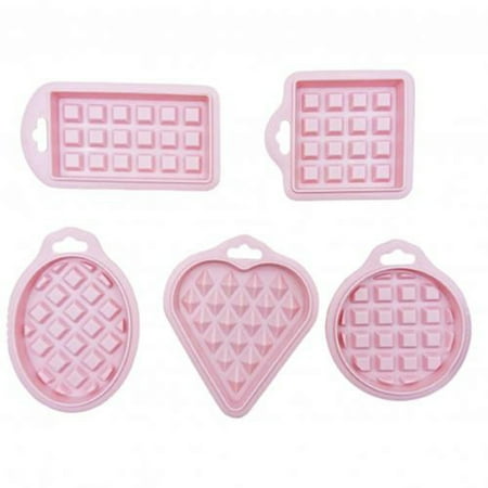 

5Pcs Non-stick Food Grade Silicone Cake Biscuit Waffle Mold Bakeware Baking Tool Pink Food Grade Silicone