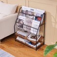 thumbnail image 4 of VECELO Floor Standing Magazine Newspaper Rack, 4-Tier Book Brochure Storage Display Stand, Brown, 4 of 8
