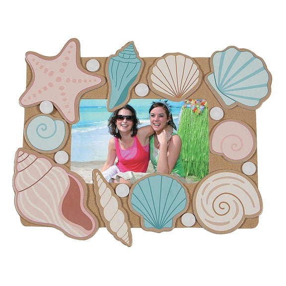 Fun Express 7 1/2" x 6 1/4" Seashell Picture Frame Magnet Craft Kit - 12 Pieces