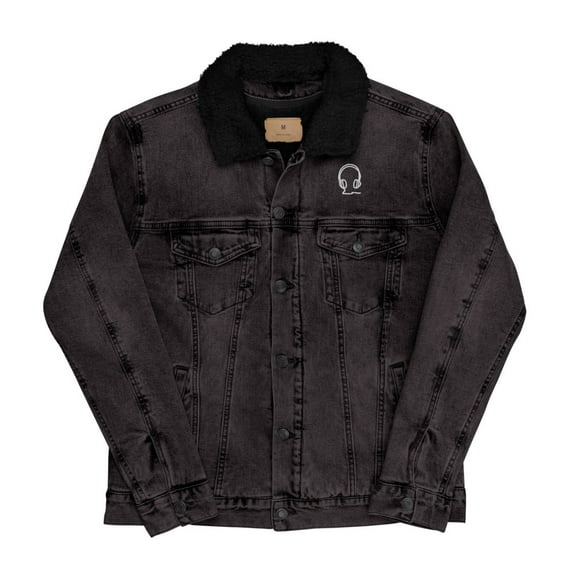 Woop Unlimited Unisex denim sherpa jacket (Black Denim, 2XL)