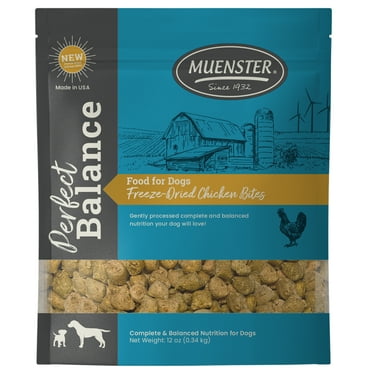 Muenster Perfect Balance Chicken Bites Freeze-Dried Dog Food, Training Treats or Food Topper, All Life Stages, 12 oz Pouch