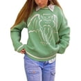 thumbnail image 3 of hirigin Women's Round Neck Sweaters, Long Sleeve Animal Monster Print Loose Fit Knit Tops, 3 of 9