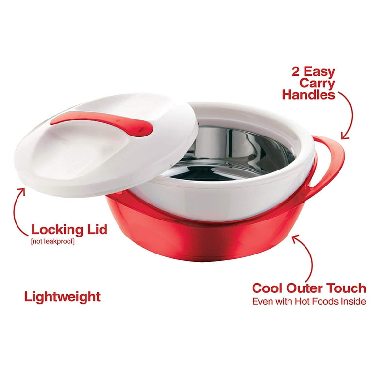 Pinnacle Tokyo Plastic Thermo Insulated Food Bowl Containers - RED 3 Bowls