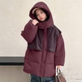 thumbnail image 7 of AHTJRT Puffer Jackets for Boys Girls Zip-Up Hooded Outerwear with Pockets Warm Heavyweight Puffy Coats Fashion Colorblock Outerwear Purple 9-10 Years, 7 of 7