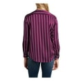 thumbnail image 2 of VINCE CAMUTO Womens Burgundy Textured Snap Front Striped Cuffed Sleeve Wrap Top XS, 2 of 2