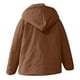 thumbnail image 4 of Chaquetas y abrigos casuales de manga larga sin capucha para mujer, jersey de cuello redondo, chaqueta acolchada de manga larga, holgada, con media cremallera y capucha con cordón ajustable., 4 of 6