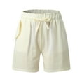 thumbnail image 2 of Vedolay Women's Summer Solid Color Drawstring High Waist Casual Shorts,Beige XXL, 2 of 5