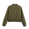 thumbnail image 4 of Female Floral Embroidered Cropped Quilted Jacket Winter Warm Button Down Puffer Jacket Coat with Pockets Green S, 4 of 7