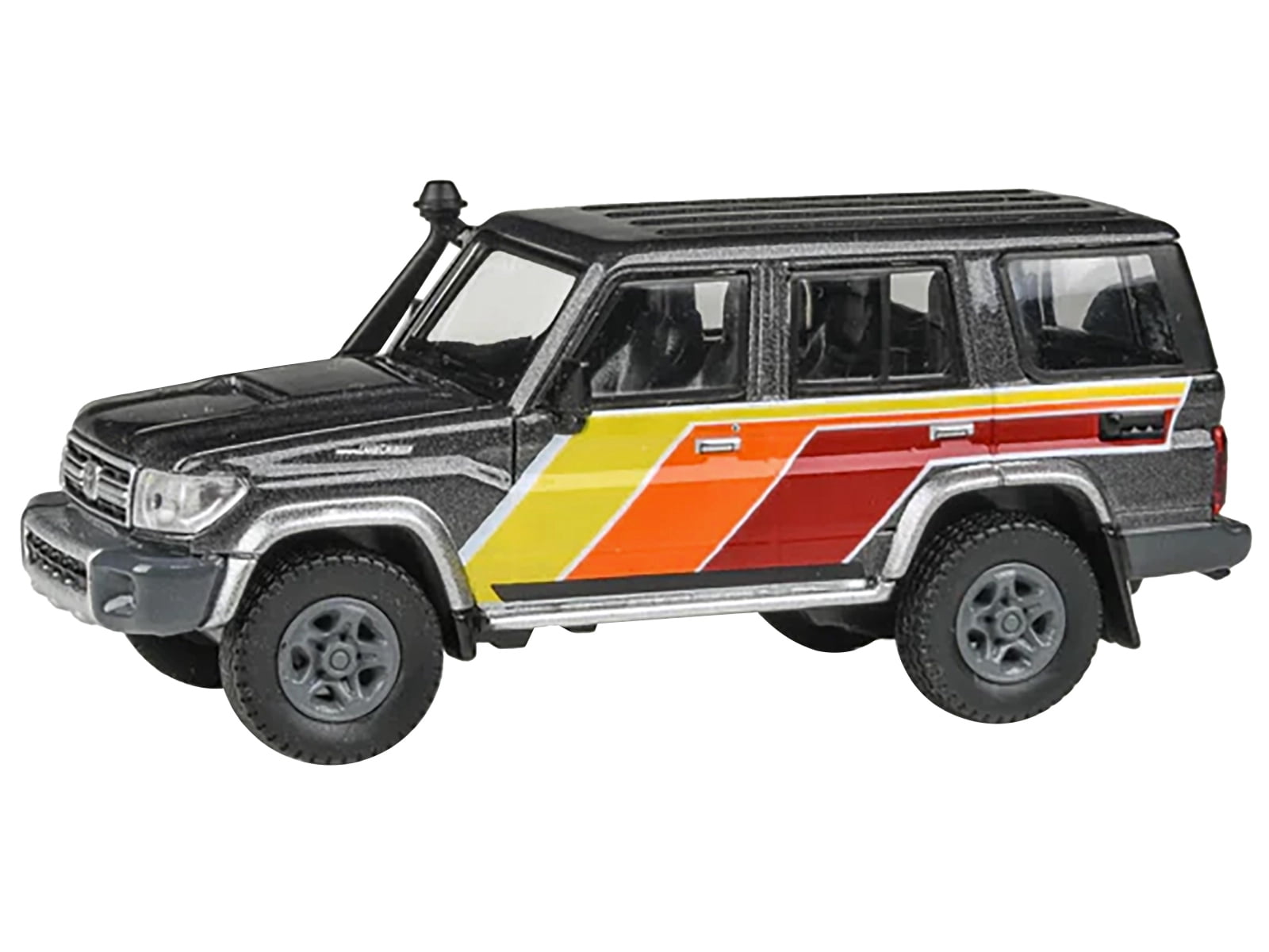 2014 Toyota Land Cruiser LC76 "TRD Livery" Gray Metallic with Stripes 1/64 Diecast Model Car by Paragon