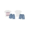 thumbnail image 4 of 4th of July Toddler Boys Outfits Letter Print Short Sleeve T-Shirts Tops and Elastic Waist Shorts 2Pcs Clothes Set, 4 of 10
