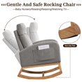 thumbnail image 3 of Rocking Chair, Upholstered Glider Chair with Side Pocket, Nursery Chair with High Backrest and Rubber Wood Legs, Rocking Accent Armchair for Living Room Bedroom Nursery, 3 of 9