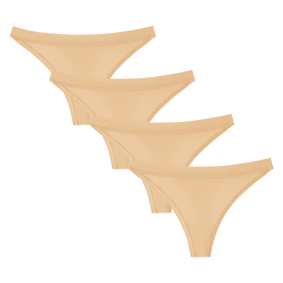 Fulorrnie Underwear for Women Plus Size Thong Comfort Seamless Panty Elastic Waist Ventilated Breathable Panties Beige M