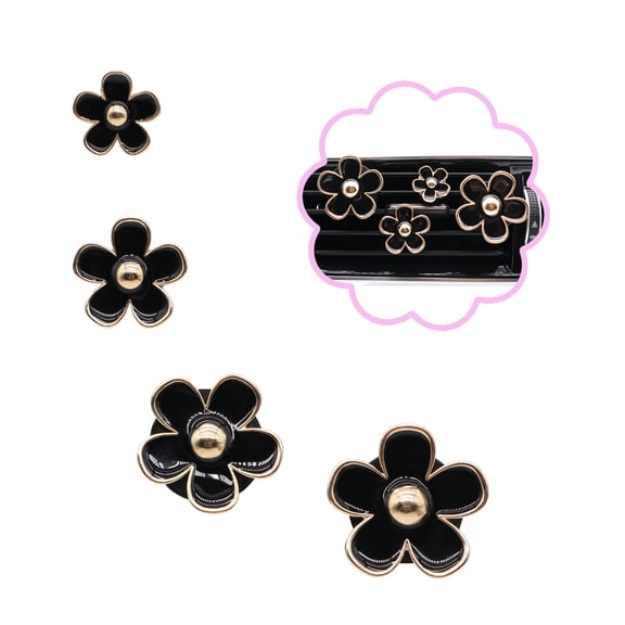 Flowers Air Vent Clips Car Air Freshener,4pcs Black Girly Daisy Flower Car Accessories for Women,Lavender Scent Decorations Refillable Clips On Air Freshener