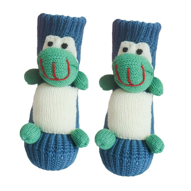 Calcetines de animales 3D, regalos de Año Nuevo, calcetines de punto antideslizantes para el hogar, la sala de estar y el dormitorio. Rana azul oscuro