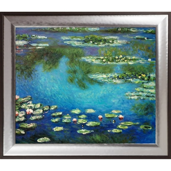 La Pastiche Claude Monet 'Water Lilies' Hand Painted Framed Canvas Art