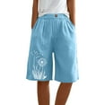 thumbnail image 4 of Plebaso Casual Shorts Womens Knee Length Loose Print Shorts Elastic Waist Wide Leg Shorts with Pockets, 4 of 7