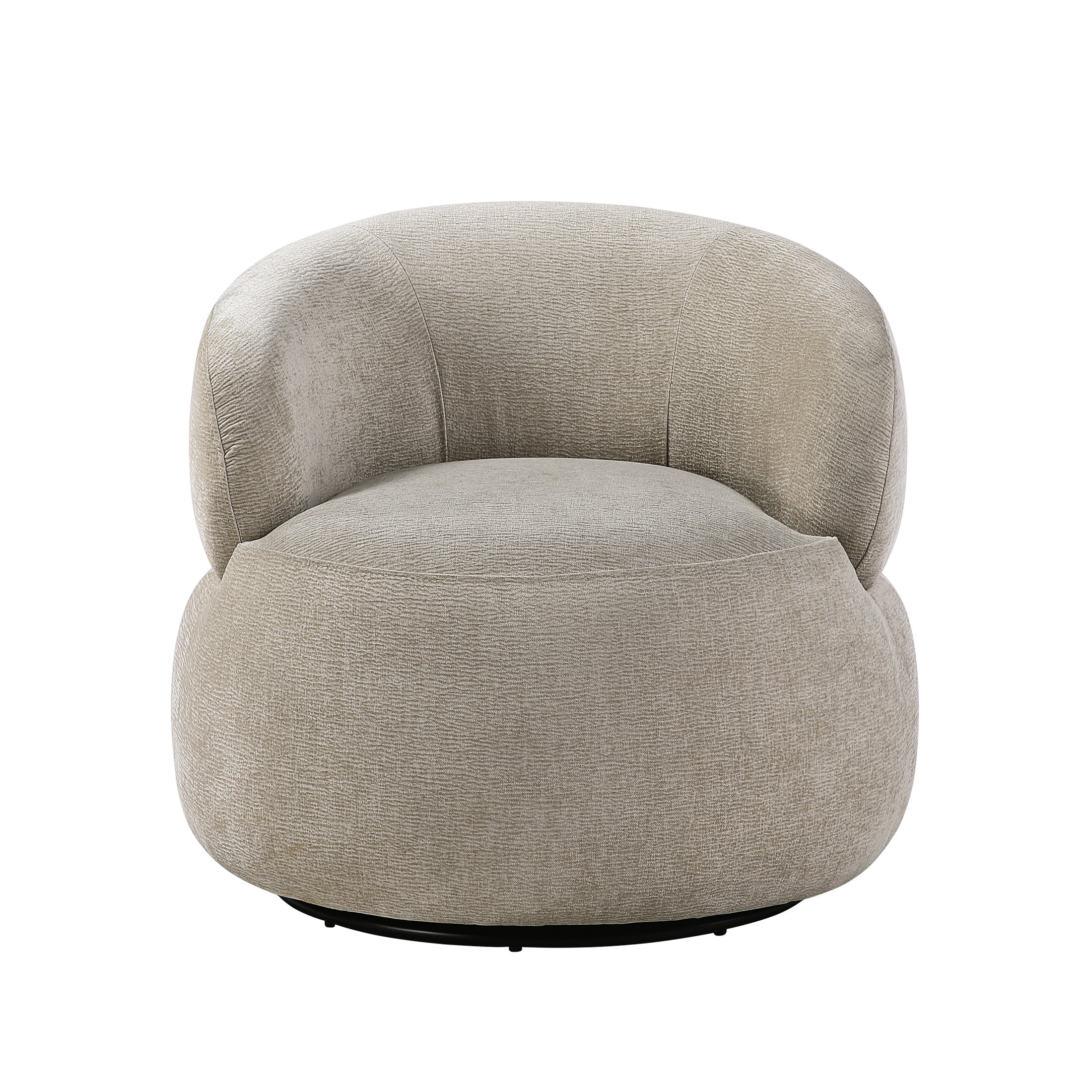 OakvillePark Cressida Chenille Round Swivel Chair, Light Brown